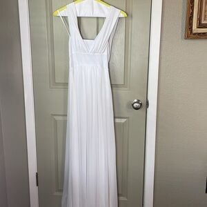 White House Black Market Beautiful White Chiffon Convertible Dress